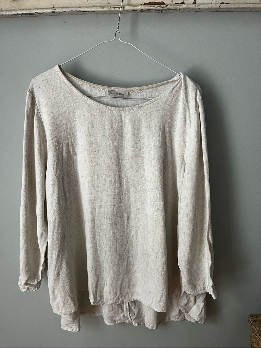 Light Cream Relaxed Linen Blend Women's Top